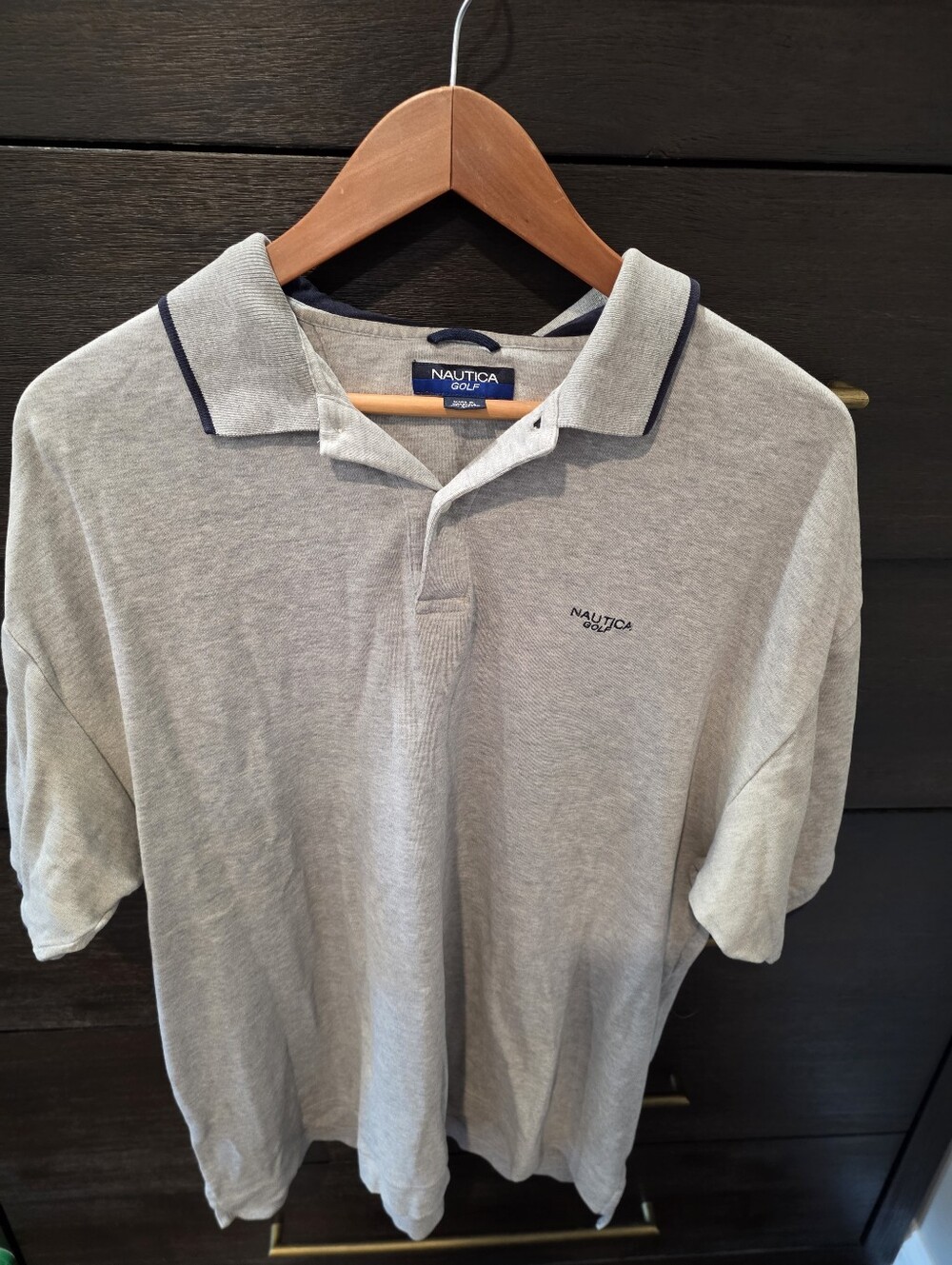 Nautica Men's Grey Polo Shirt with Contrast Trim